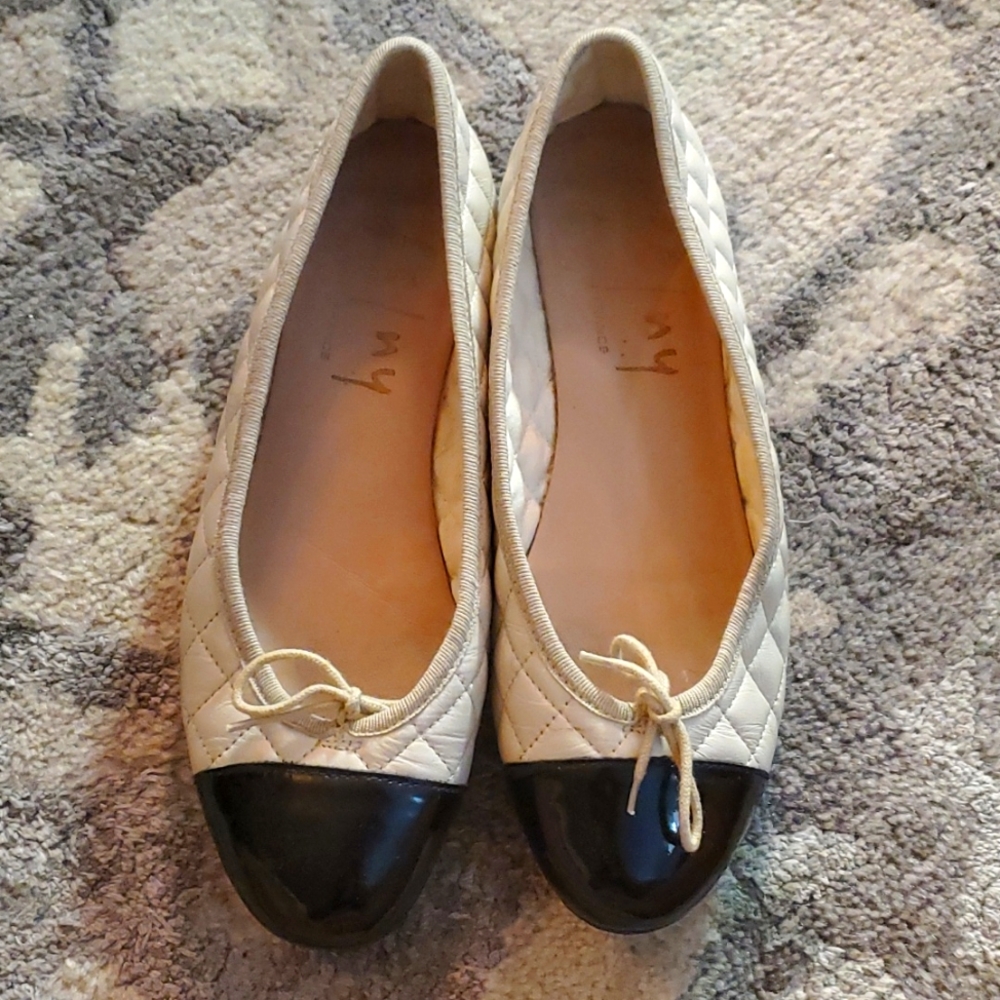 French Sole leather quilted ballet flats